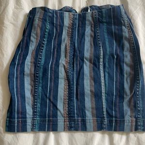 STRIPED DENIM TIGHT MINI SKIRT